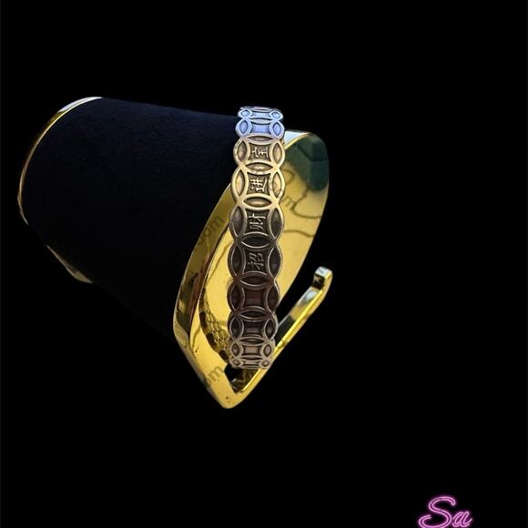 925 Sterling Silver Cuff Bracelet adjustable women and man - Picture 4 of 5